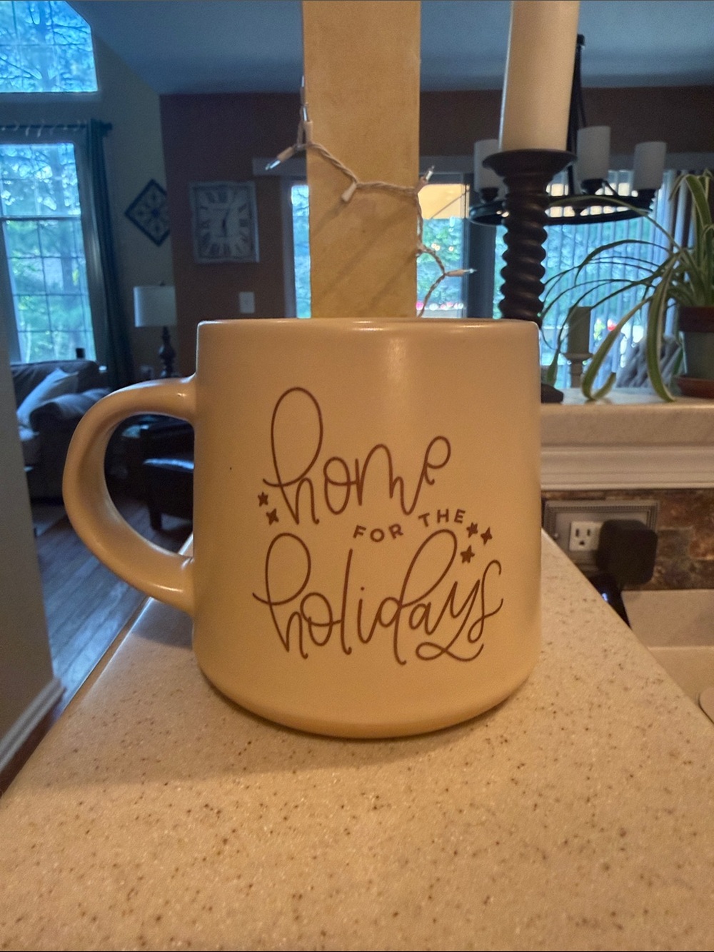 Beige 'Home for the Holidays' Ceramic Mug